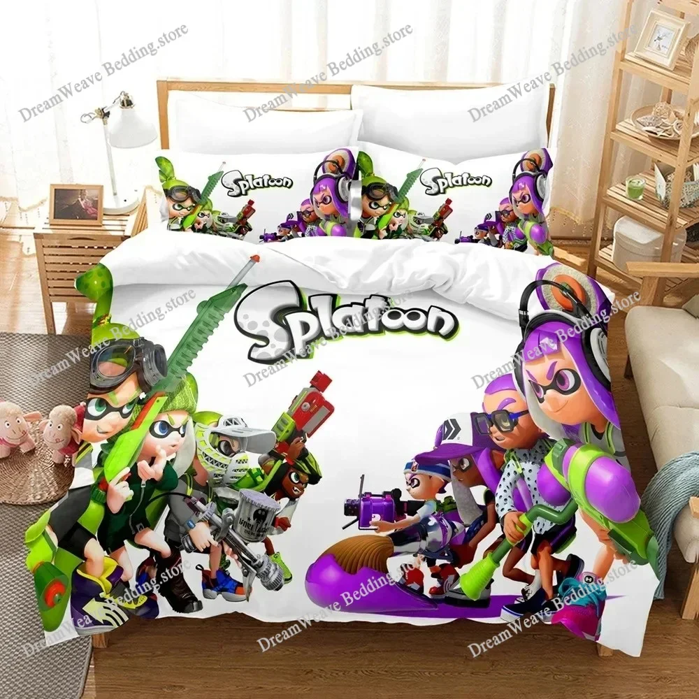 

Splatoon Bedding Set Single Twin Full Queen King Size Bed Set Adult Kid Bedroom Duvet Cover Sets 3D Print Game Bed Sheet Set741