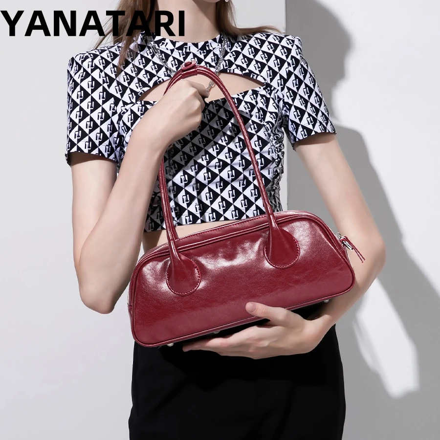 YANATARI underarm cowhide Genuine leather handbags women vintage shoulder bag female korean luxury bag high quality 2024