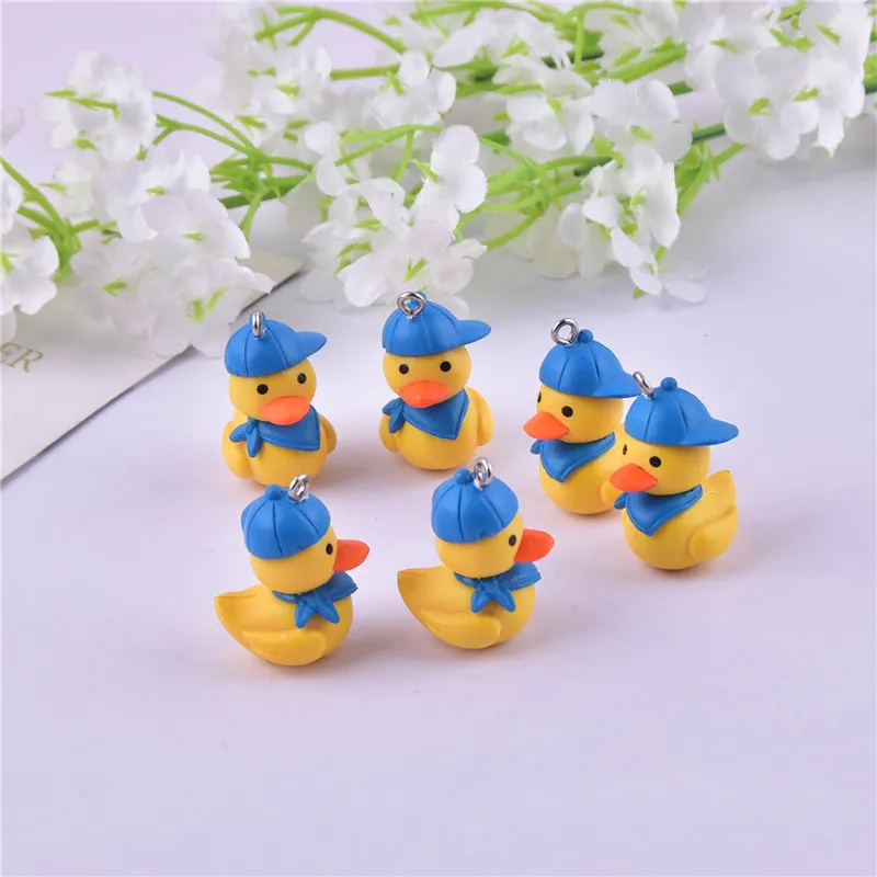 10pcs Fashion Duck with Cap Plastic Charms Pendant For DIY Jewelry Making Craft DIY 26mm tall