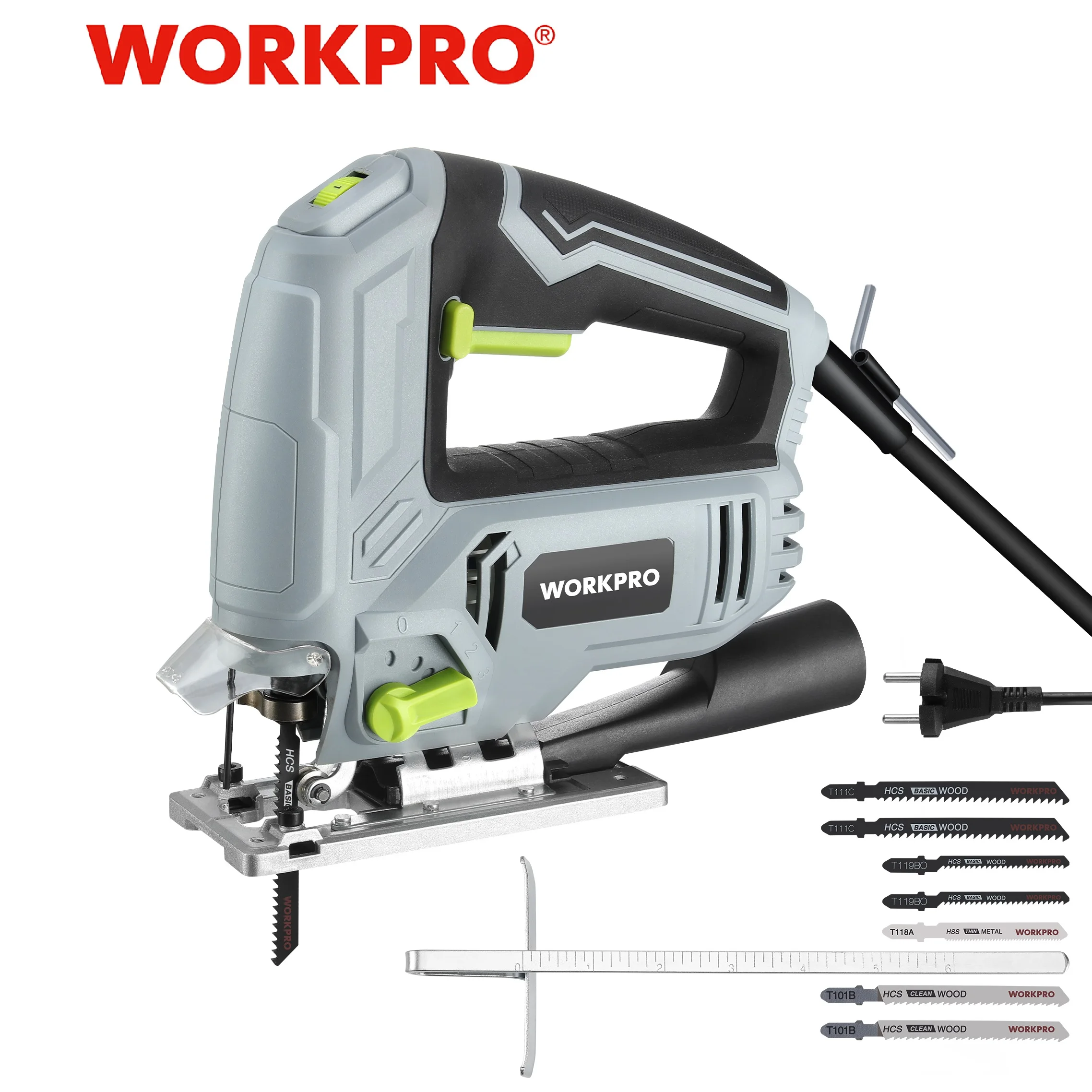 WORKPRO 600W Corded Jig Saw Portable Woodworking Power Tool Corded Electric Power Cutter for Wood Metal and Plastic