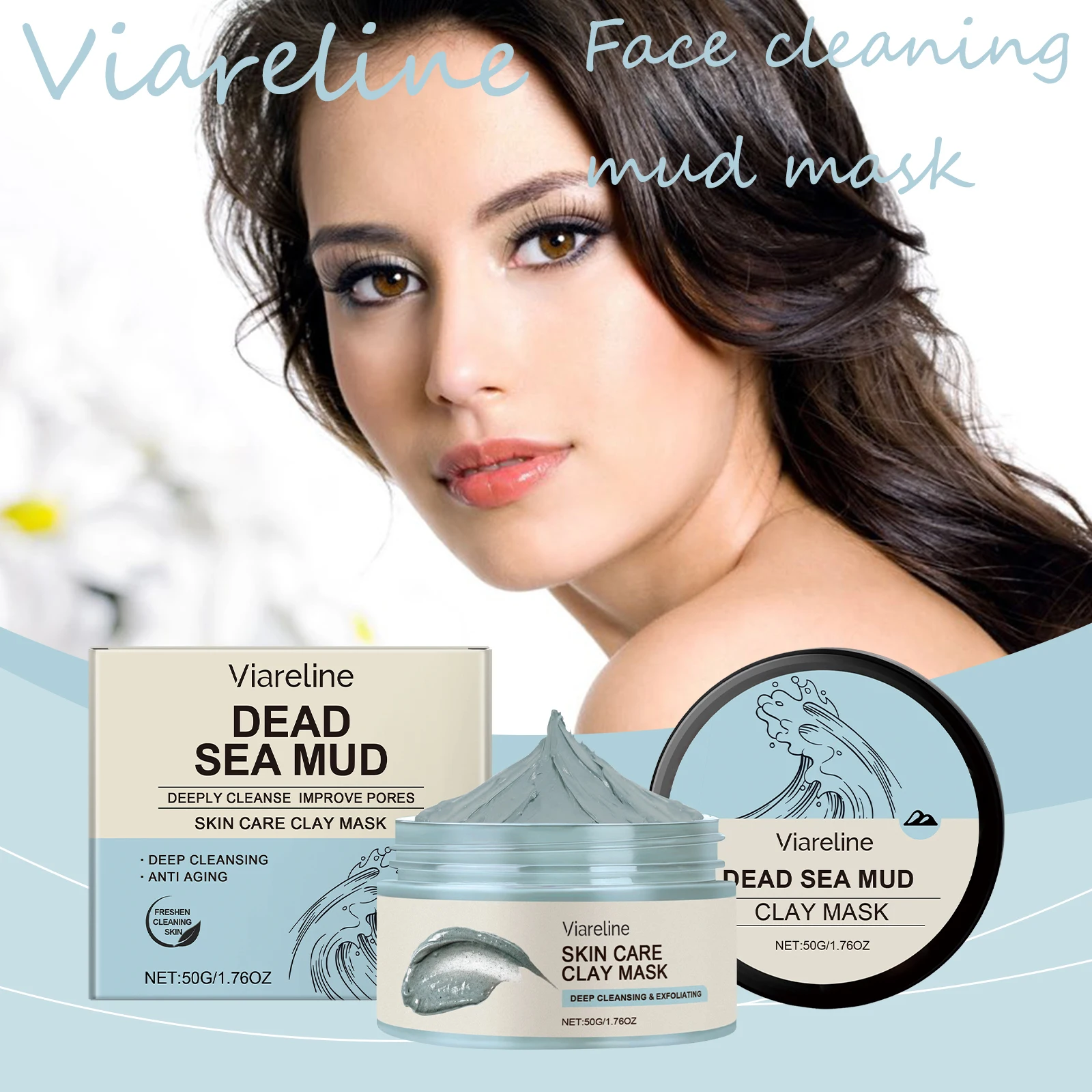 

Viareline Dead Sea Mud Face Cleaning Mask Pore Cleaning Moisturizing Nourishing Exfoliating Skin Smoothing Face Mud Mask