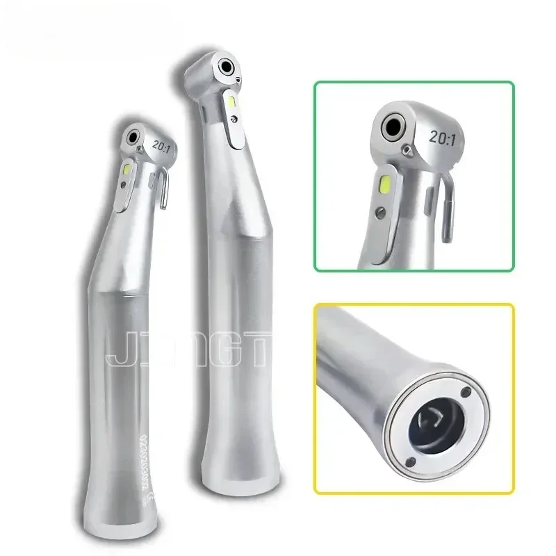 Dental 20:1 Ratio Implant Contra Angle Handpiece - With Single Water Spray, Cooling System, and Normal/LED/Fiber Optic Lighting