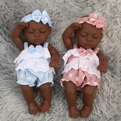 Black Skin 30cm Newborn Reborn African Doll Close Eyes Smile Lifelike Soft Vinyl Dolls Gift Toys Dolls for  Birthday Gifts Toys