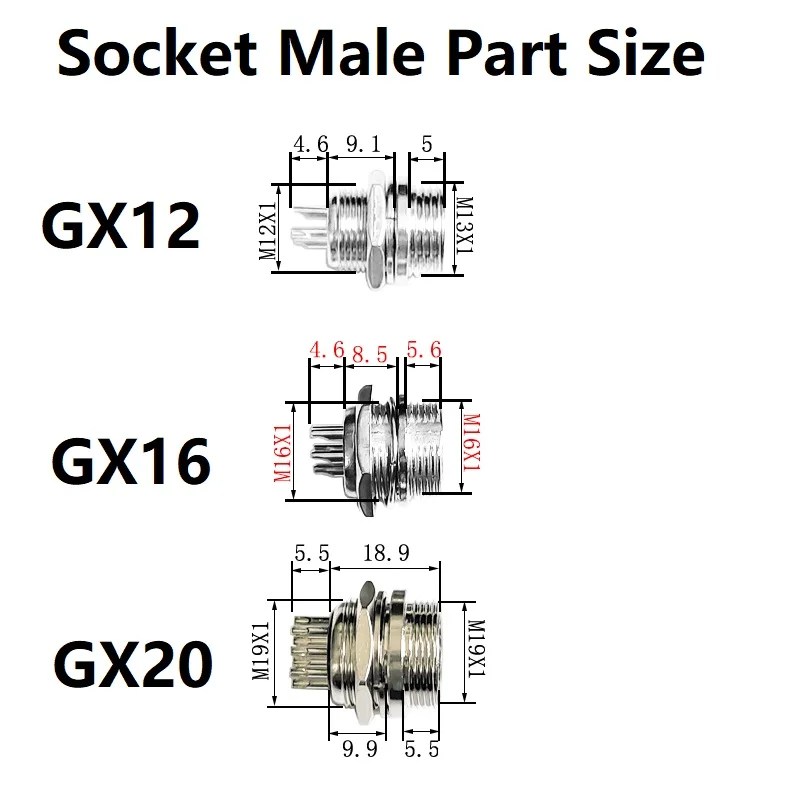 1Set GX12 GX16 GX20 2/3/4/5/6/7/8/9/10/12/14/15Pin Wire Connector Circular Plug Socket Aviation Socket Male+Female