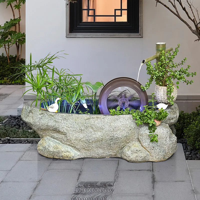 New Chinese-style outdoor fish pond ornaments, rockery fountains, lucky water circulation courtyard landscape
