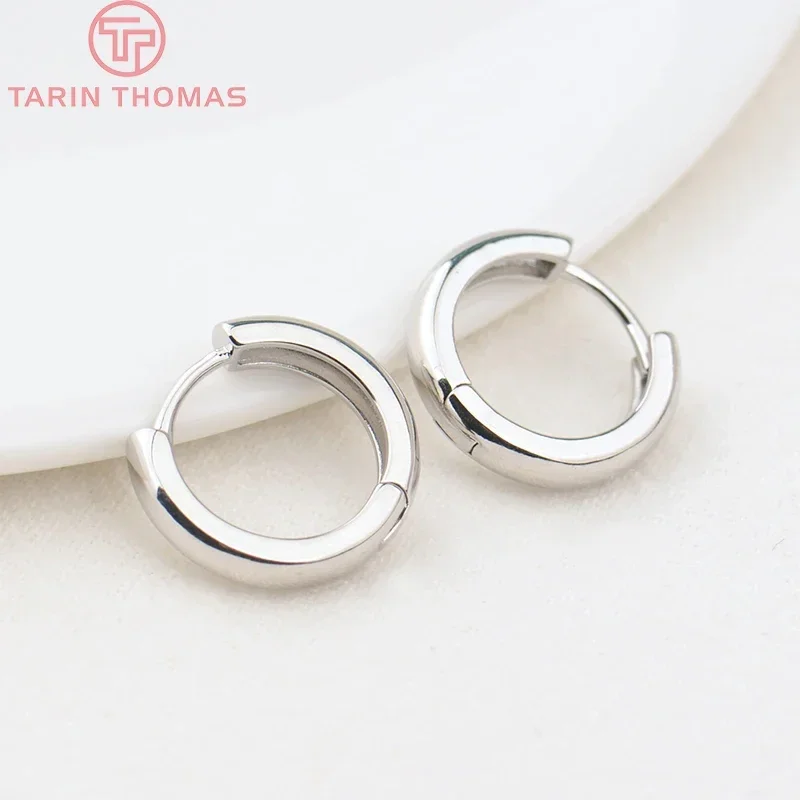(342) 6PCS 16MM Width 3.5MM 24K Gold Color Brass Round Earring Hoop Earring Clasp High Quality DIY Jewelry Making Findings