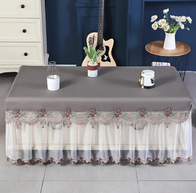 

lace Tea table cover Oil resistant waterproof household living room tablecloth Split hanging gauze tablecloth