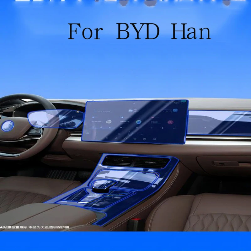 

For BYD Han 2022-2023 Car Interior Door Center Console Media Dashboard Navigation TPU Anti-scratch Protector Film