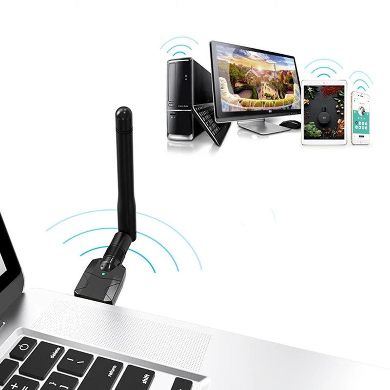 Adaptador Sem Fio USB Bluetooth 5.0, Dongle de Longo Alcance, EDR, Receptor, Transferência para PC, Desktop, 100m