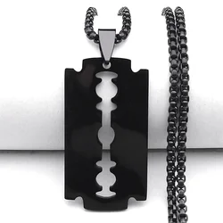 Collier pendentif gothique en acier inoxydable pour homme, lame de rasoir, colliers de présidence noirs, collier Goth, bijoux grunge Y2K, N423S01