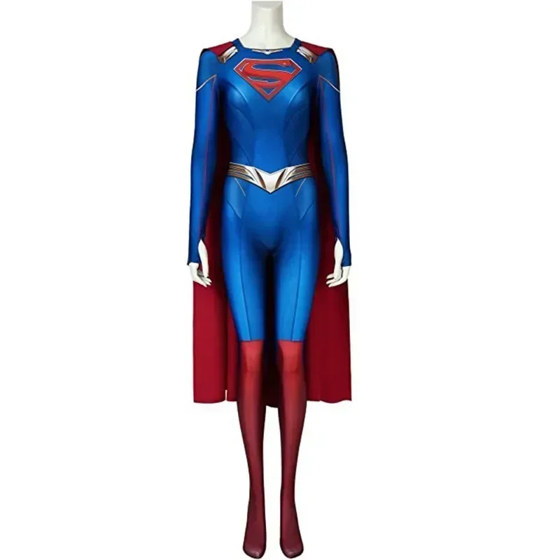 Mono azul de superhéroe de película para mujer, disfraz Zentai, Mono de superchica, trajes de Aldult, fiesta de Carnaval y Halloween