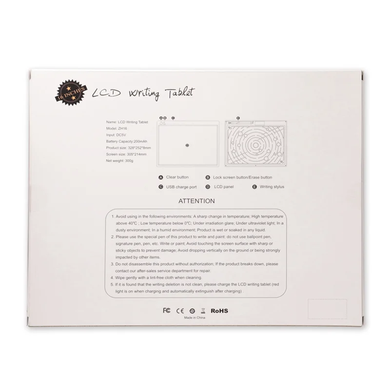 Classic-School Season LCD Writing Tablet 16 Inch Drawing Board Color Rechargeable LCD Electronic Handwriting Tablet Durable Pink