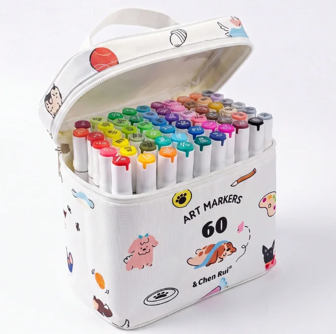 Chen Rui 48/60/80 Colors Dual Tips Alcohol Markers Brush&Fine Art Marker Set for Adults Coloring Drawing Illustration Sketching view 6