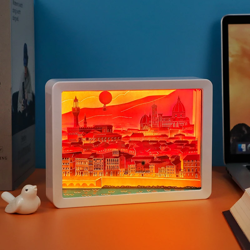 Anime Light Box Baby Night Light Italian Square 3D Paper Cut Light Box Mood Light Usb Led Table Lamp Room Decor Novelties Gift