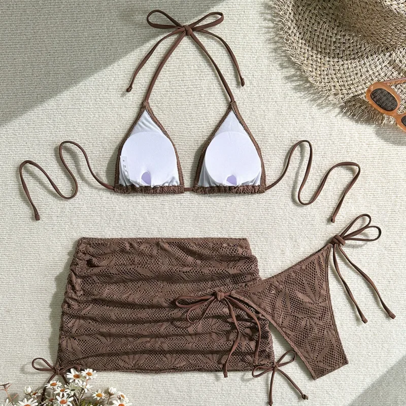 New 3Pcs Bikinis Set Female Swimsuit Women Three-Piece Swimwear For Beach Swim Wear Bathing Suits Brazilian Bikini Pool Bather