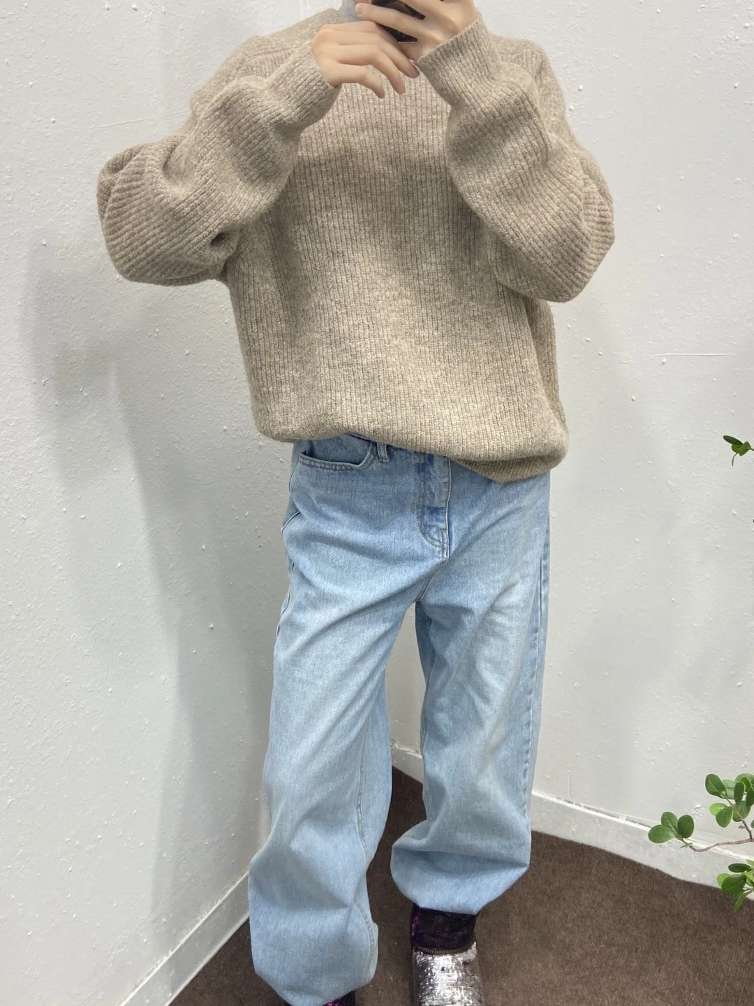 

Свободный повседневный модный женский вязаный свитер с круглым вырезом, теплый, уютный, мягкий, однотонный, для зимы