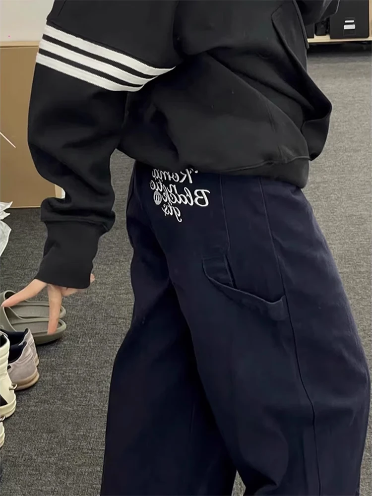 

Мужские джинсы в американском ретро-стиле с вышивкой, осенне-зимние, модные, прямые, молодежные, ультрамодные джинсы