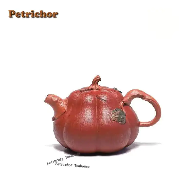 210Ml Antique Yixing Purple Clay Teapots Handmade Pumpkin Pot Raw Ore Section Mud Starch Kettle Chinese Zisha Tea Set Collection