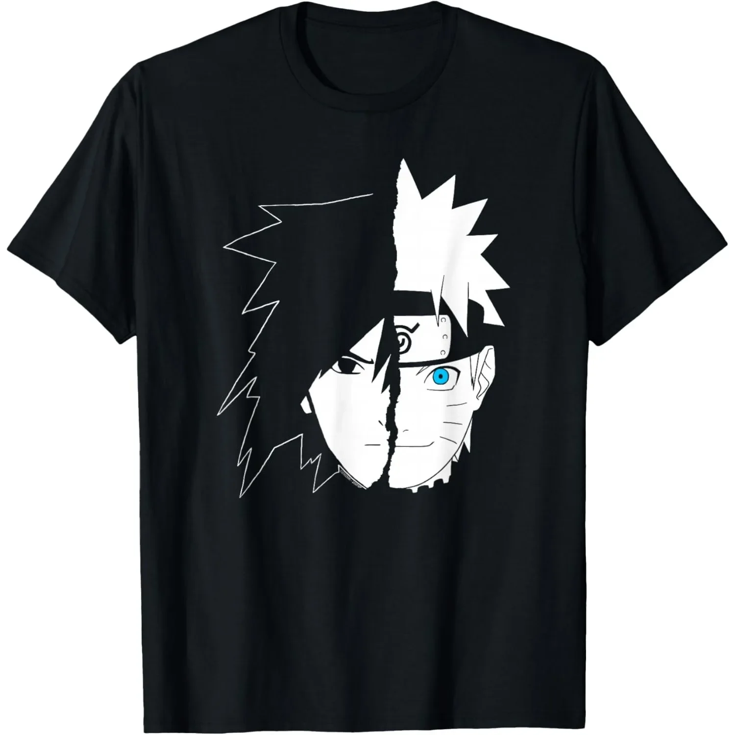 Cartoon Anime Naruto Printed Top Naruto Shippuden Naruto Kanji Frame Colorful Anime T-Shirt