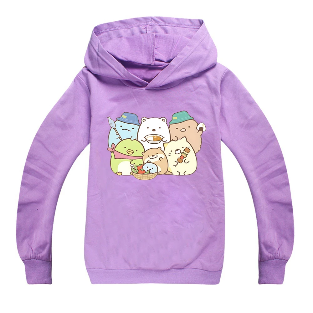 Anime Sumikko Print Hoodies Kids Kawaii Streetwears Children Comic Manga Sumikkogurashi Tops Autumn 100% Cotton Boys Girls 2-15Y