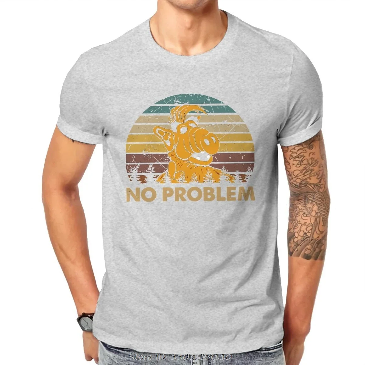 No Problem Hipster T-Shirt ALF The Animated Series Men Harajuku Fabric Streetwear T Shirt Fashion O-neck Oversized Tshirt Tops view 5