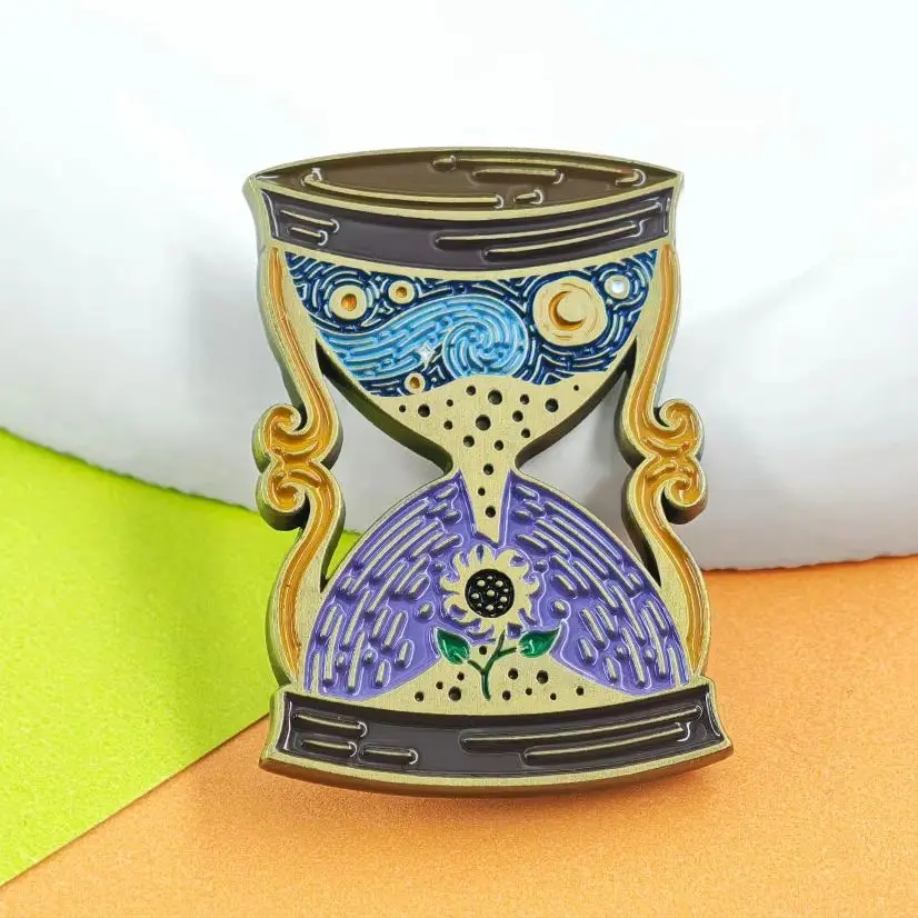 Vincent Van Gogh Enamel Pin Starry Night Sunflowers Brooch Art Hourglass Timeglass Badge Masterpiece Painting Lapel Pins Backpac