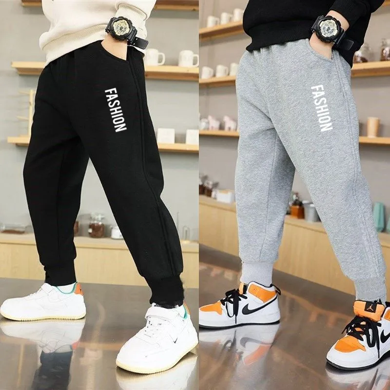 Fashion Letter Print Thin Sweatpants Boys Casual Joggers Trousers Kids  Loose Soft Pants 3-14years