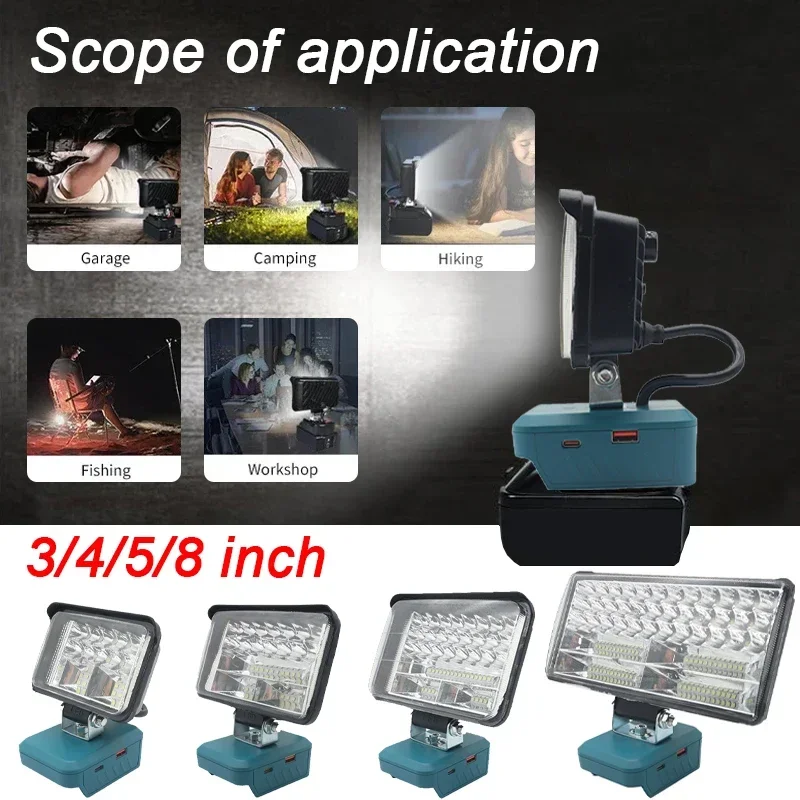 18V LED Lamp Work Light Flashlight BL1430 BL1830 For Makita 18V Battery For Lomvum/Zhipu/Hongsong For Car Camping Lighting