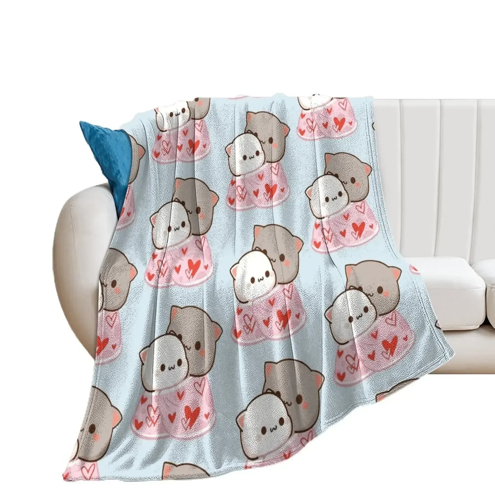 

Cutie Cats Peach and Goma: Cozy Hug Throw Blanket Thins Bed Fashionable Comforter Blankets For Bed Blankets