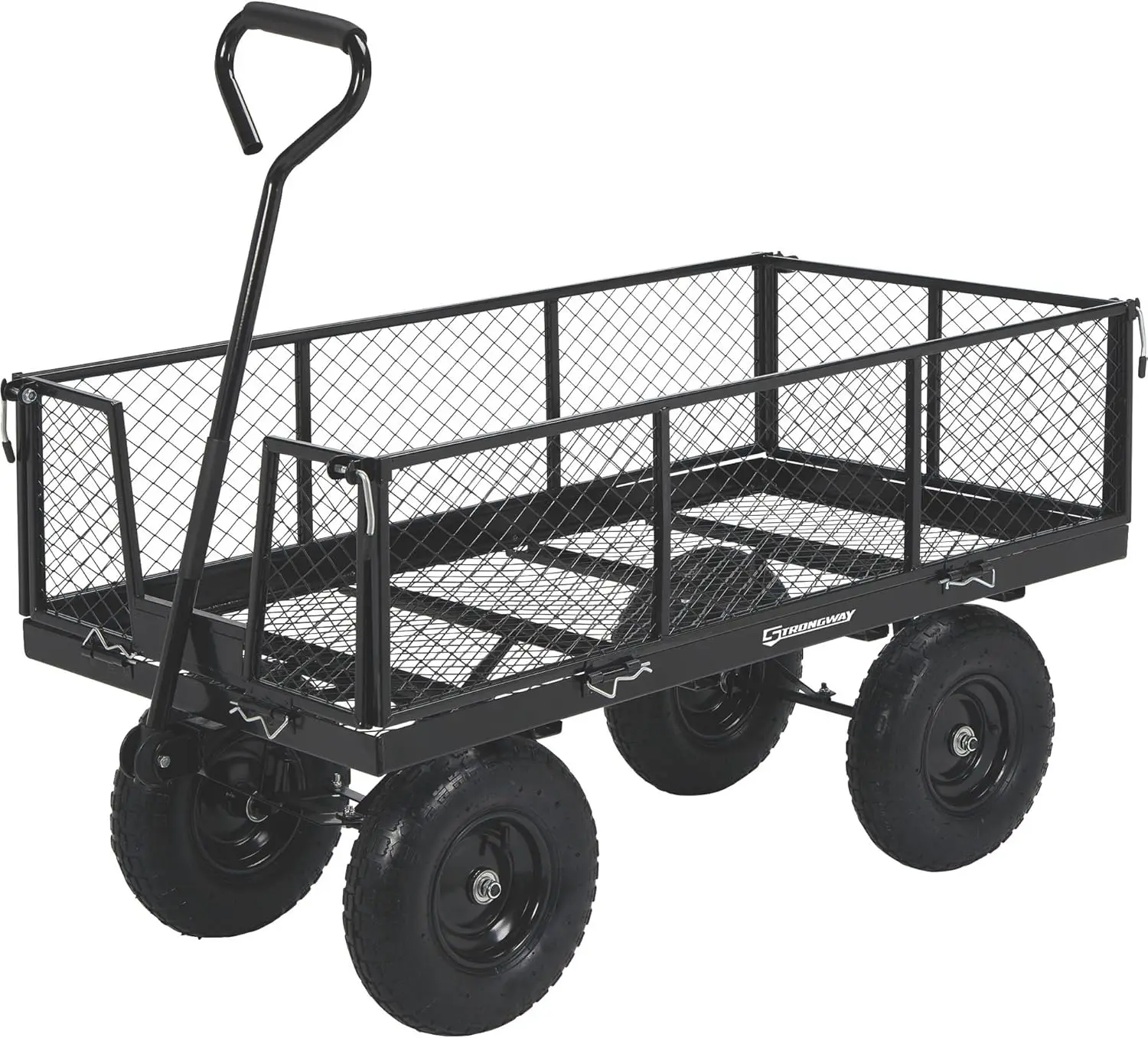 Steel Yard Cart Jumbo Garden Wagon with Removable Sides 1400-Lb. Capacity, 50in.L x 24.1in.W x 26.75in.H Black