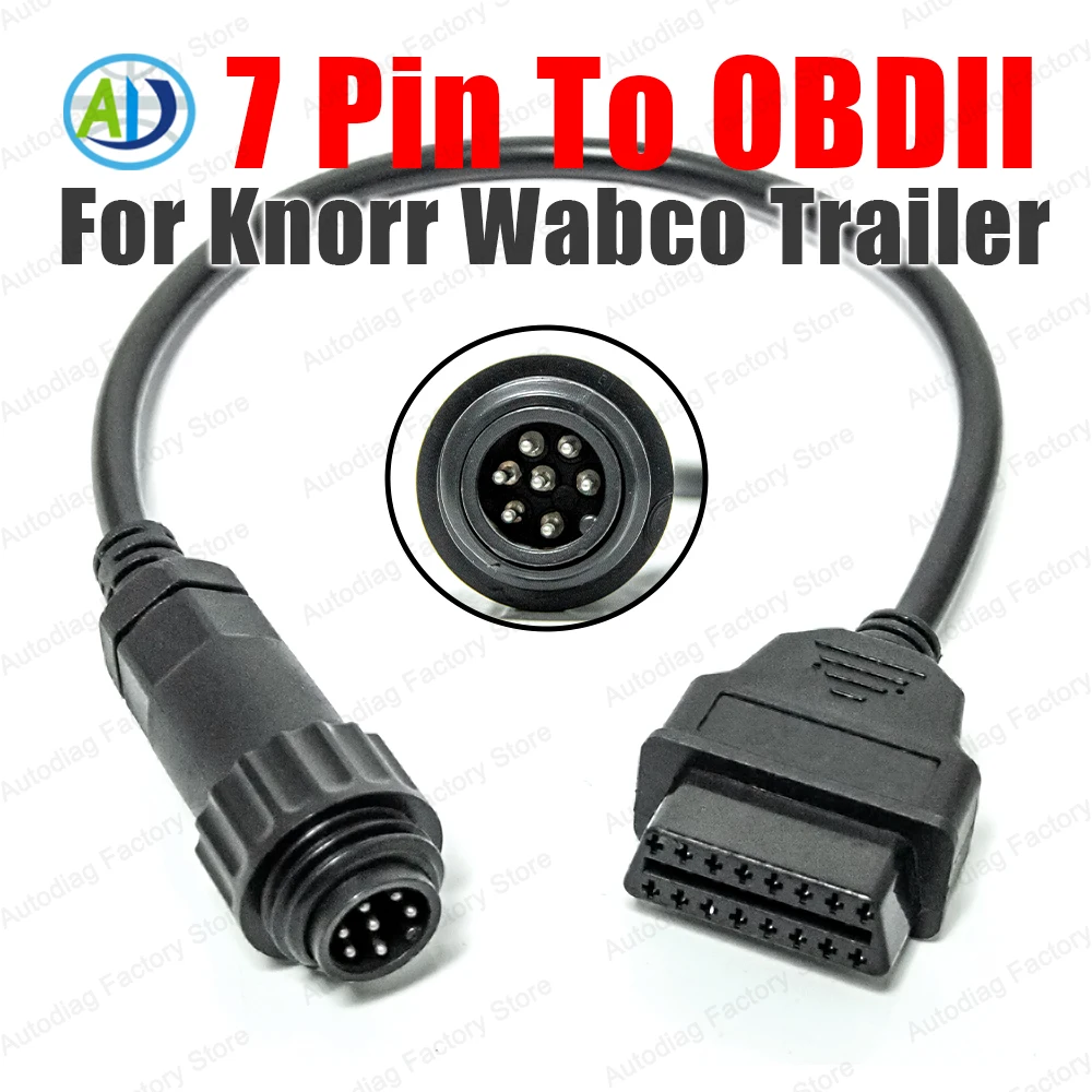 7 Pin To 16 Pin For Knorr Wabco Trailer OBDII Truck Diagnostic Cable For Delphi, AUTOCOM, CDP, VD DS150E Truck Trailer OBD Cable
