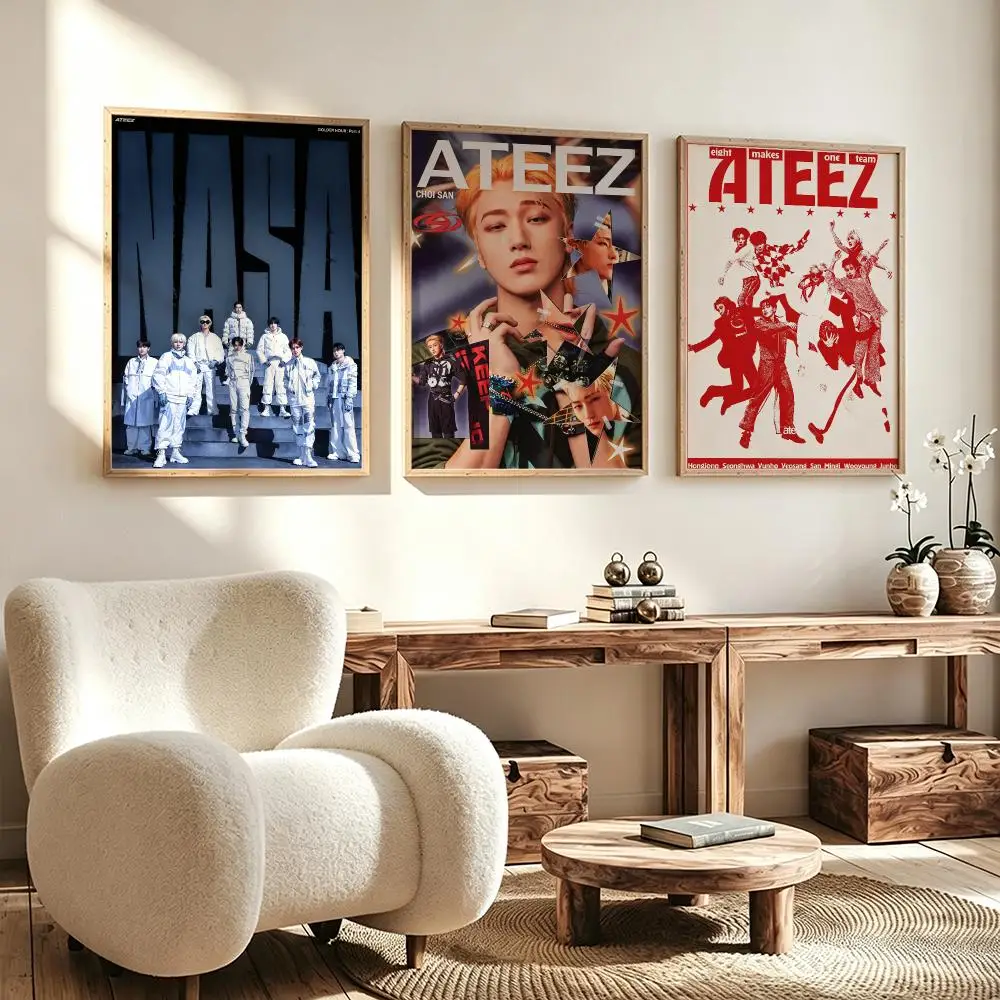 music ATEEZ Poster Poster HD Waterproof Self Adhesive Wall Art Print Decor for Bedroom Living Room Gift