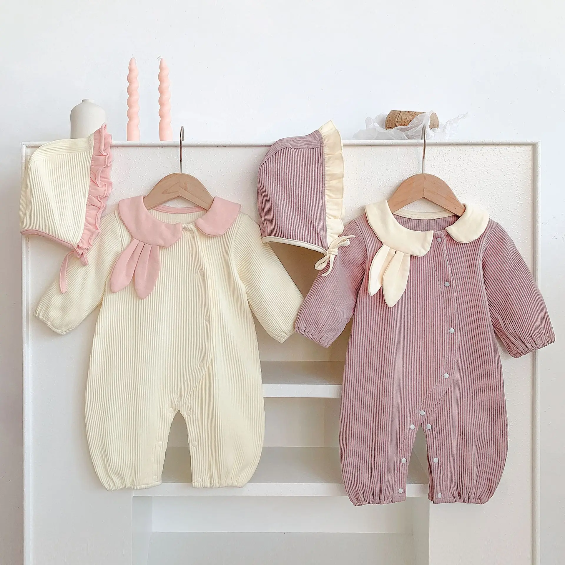 

Jumpsuit Rabbit Ear Rompers Spring and Autumn New Collar Color Blocked Cute Sweet Casual Comfortable Casual Rompers