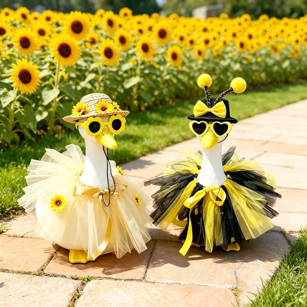 2026 New Bumblebee Dress for 23 Inch Porch Goose Statue Cute Bee Style Cement Goose Outfit Outdoor Yard Front Porch Garden Decor