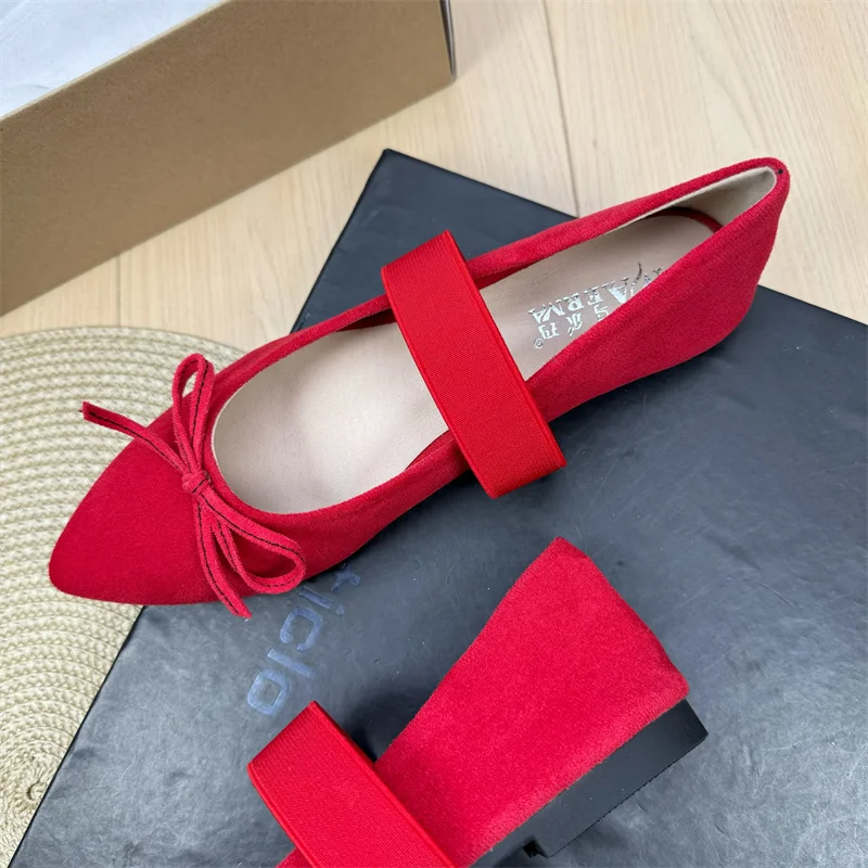 Chaussures plates pour femmes printemps et automne rouge 2025 nouveau Mary Jane Ballet grande taille chaussures pour femmes dames mocassins femmes zapatos
