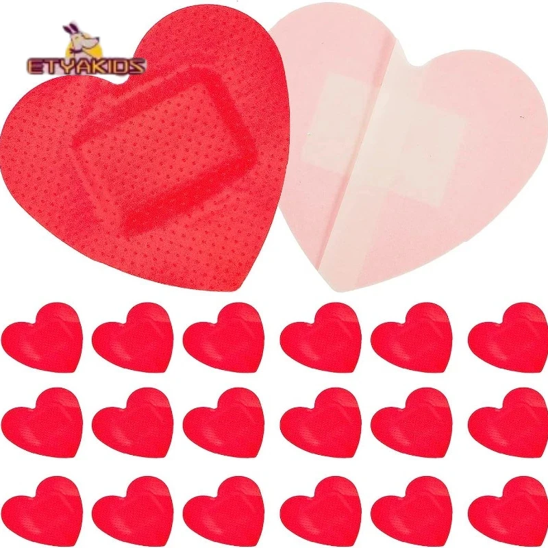 10pcs Heart Red Band Aid Skin Patch for Neck Hickey Love Bite Covering Girls Wound Plaster Breathable Medical Strips Bandages