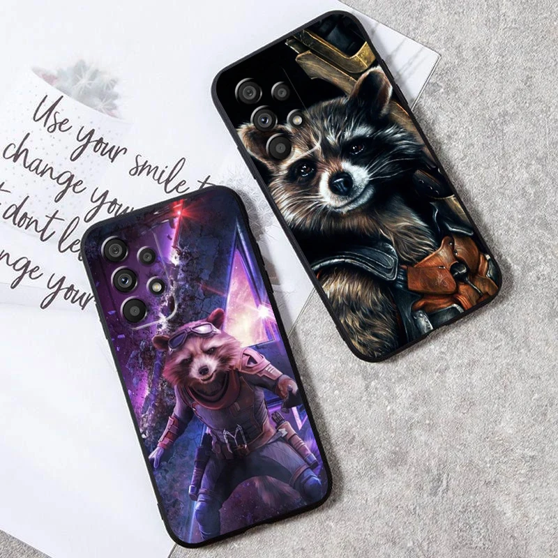 Marvel Rocket Raccoon Hero For Samsung A53 A52 A33 A32 A51 A71 A21S A13 A73 A50 A22 A23 A03 A72 A54 A12 5G Black Cover