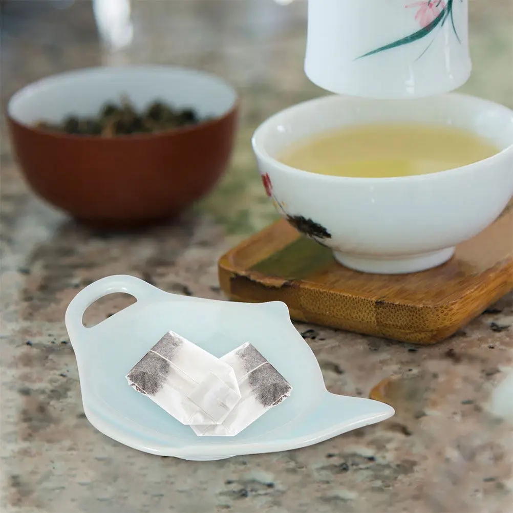 Teapot-Shaped Ceramic Tea Bag Dish Holder Coaster Tray for Tea Bags Condiments Snacks Dessert Organiser Home Cafe Restaurant Use