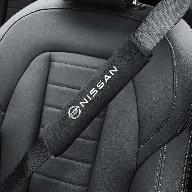 2Pcs Seat Belt Plush Shoulder strap Covers Car Shoulder Pad Seat Belt for Nissan Qashqai Juke X-Trail Patrol Note Leaf Altima view 3