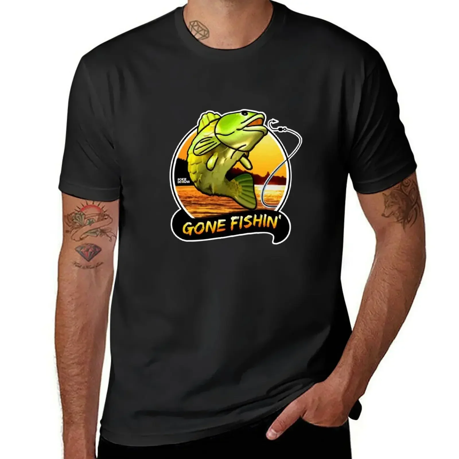 GONE FISHINN' BIG BASS BONANZA Design - Pokie Designs T-shirt Short sleeve tee tees cute tops anime men graphic t shirts