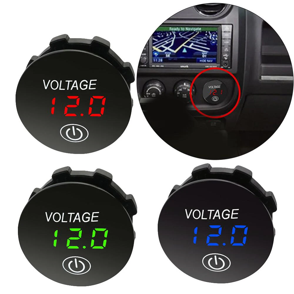 Digital Voltage Meter with Touch Switch Car Motorcycle Voltmeter Voltage Tester for 12V 24V Car Motorcycle ATV Boat Waterproof