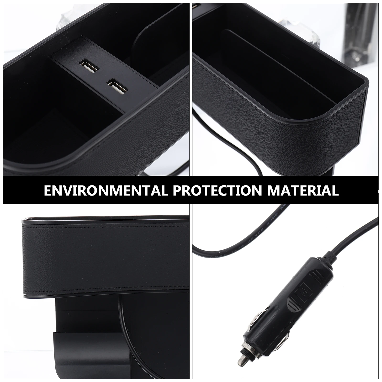 

Usb Car Seat Gap Filler Storage Box Dual Charging Ports Organizer For Smartphone Keys Wallets Coins Sunglasses Maps Pens