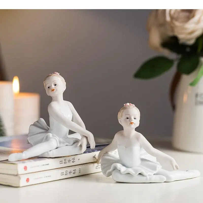 

Ballet Dancer Beauty Girl Statue Cute Characters Sculpture TV Cabinet Desk Decoration Ceramic Figure Crafts Modern Home Decor