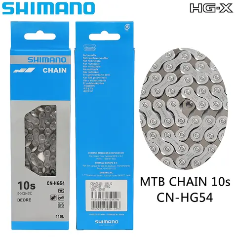시마노 DEORE CN HG54 MTB 자전거 체인, 10 단 116 링크, 매우 좁은 HG X 10v 산악 자전거 정품 사이클링 부품
