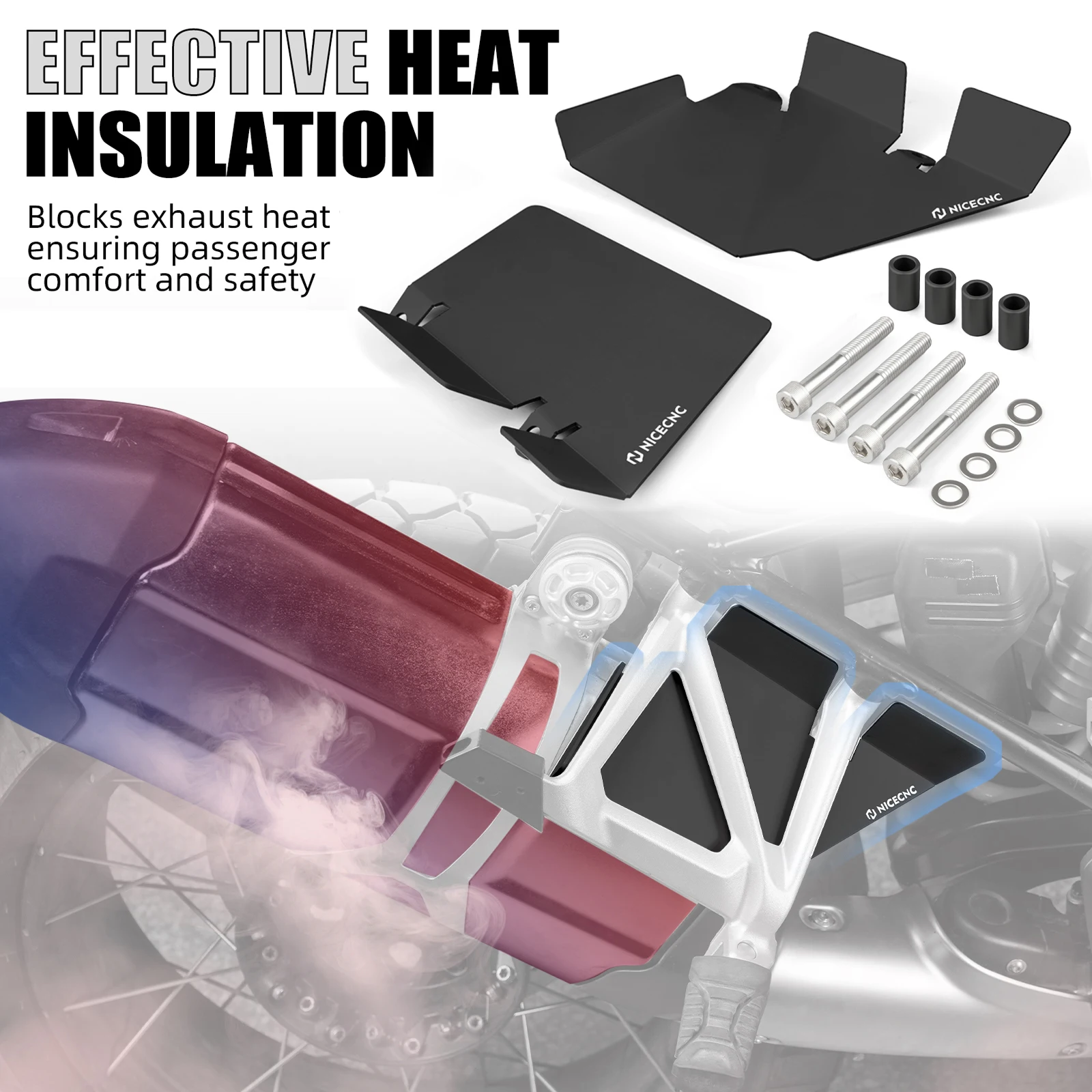 Motorcycle Passenger Footpegs Heat Shield Cover for BMW R1250GS/Adventure 2018-2023 R1250 GS GSA R1250GSA Seat Recess Cover