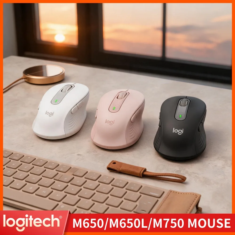 Logitech M650 Ergonomic Wireless Mouse High Precision Tracking Custom Assignable Keys Recycled Plastic Long Hour Office Usage