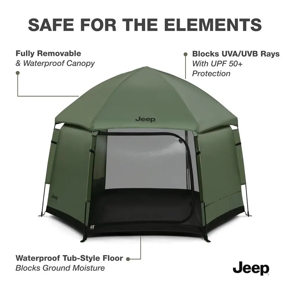 روضة لعب جيب هيكس لايت المحمولة باللون الأخضر الزيتوني للسفر #5