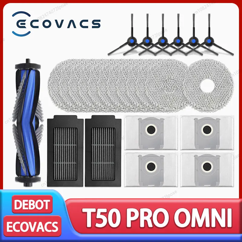 

ECOVACS T50 PRO OMNI / T50 AUTO / DDX67 Robot Vacuum Cleaner Accessories Main Side Brush Hepa Filter Mop Cloth Dust Bag Parts