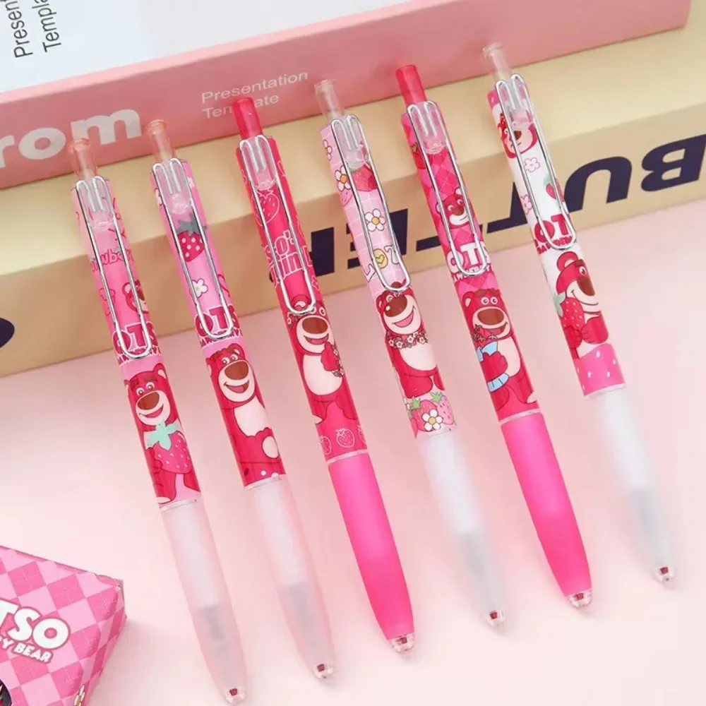 MINISO Gel Penl 6Pcs Kawaii Lotso ST Quick Drying Black 0.5mm Student StationeryWrite Pens Black Exam Pen Learning Stationery