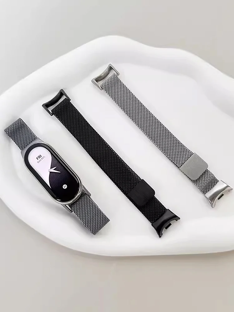 Edelstahl für Mi Band 8 9 Armband Miband 8 Miband 9 Zubehör Milanese Loop Belt Correa Armband für Xiaomi Mi Band 9 Bänder